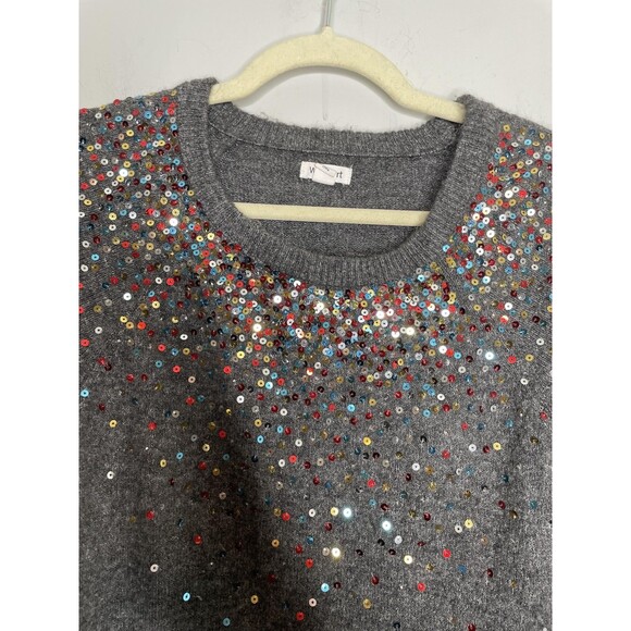 Westport Sweater Womens 3X Gray Sequin Knit Pullover Party Holiday Festive - Picture 2 of 9